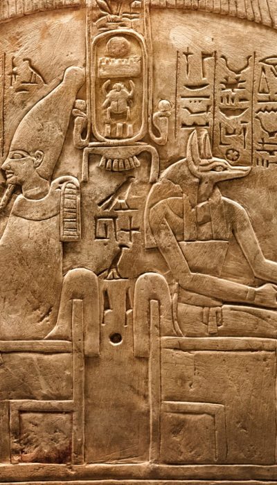 Ancient,Egyptian,Deities,Osiris,And,Anubis,,Egyptian,Hieroglyphs.,Historical,And